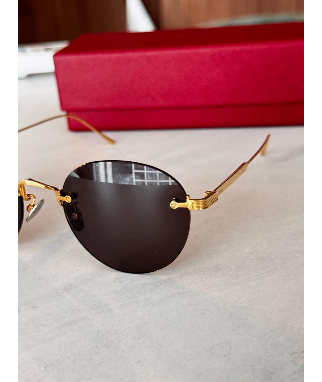 CARTIER Золотые металлические солнцезащитные очки, фото 2