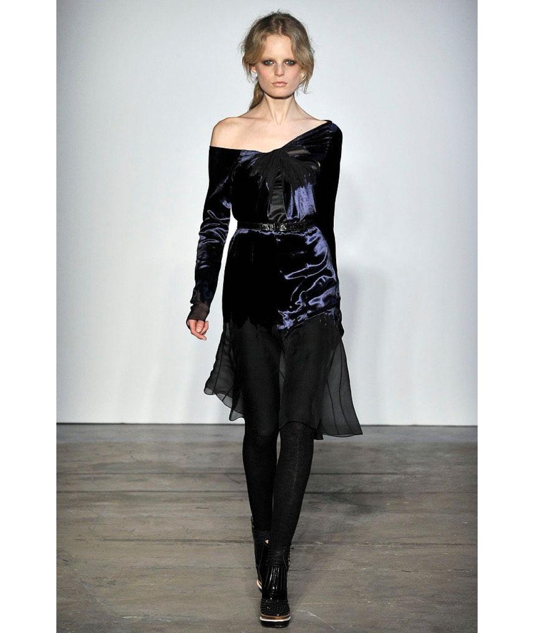 PROENZA SCHOULER Темно-синее бархатное платье, фото 5