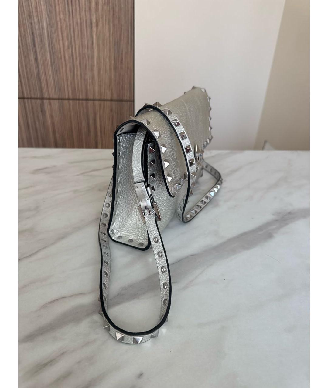 VALENTINO Серебряная кожаная сумка через плечо, фото 2