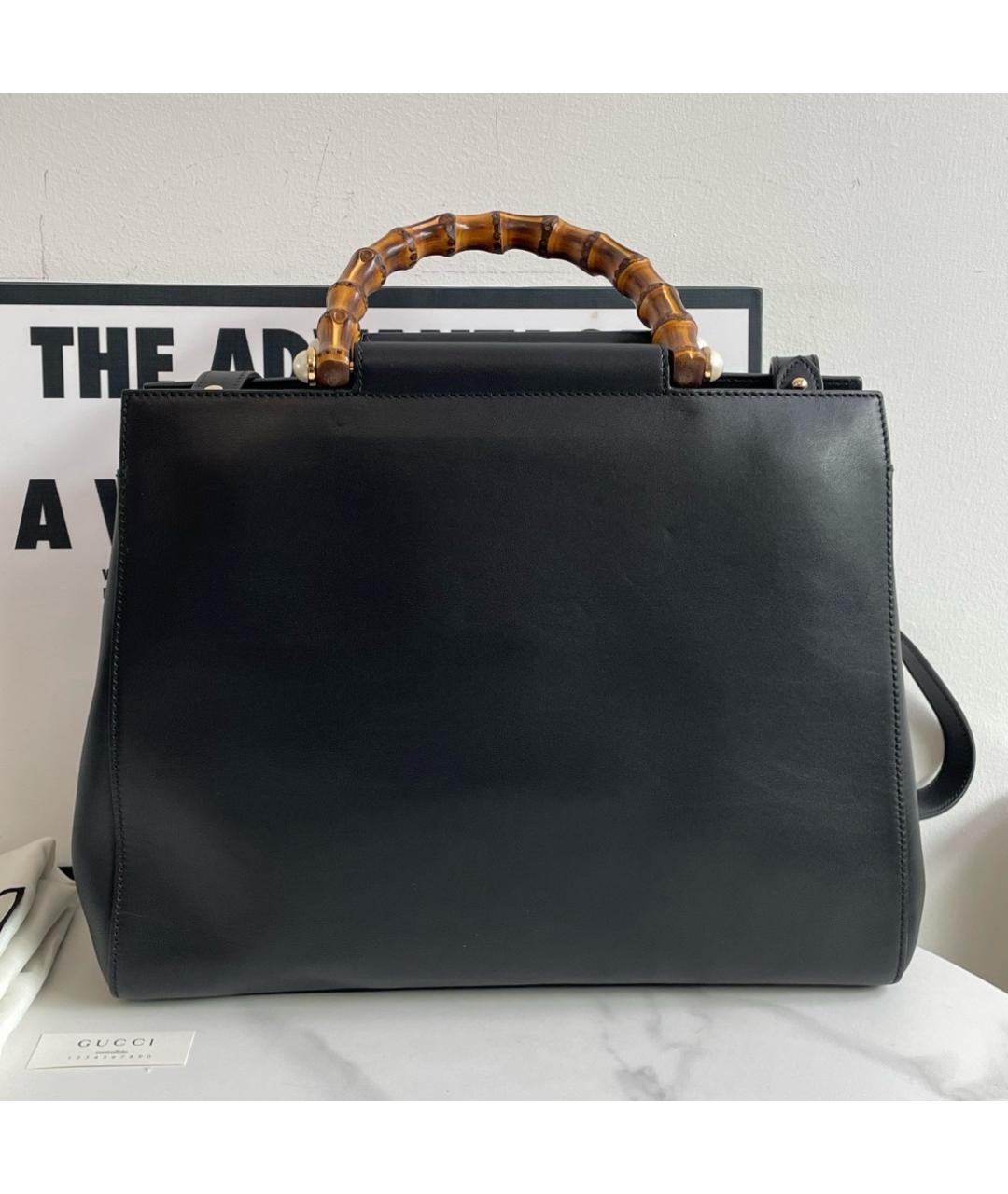 GUCCI Черная кожаная сумка тоут, фото 3