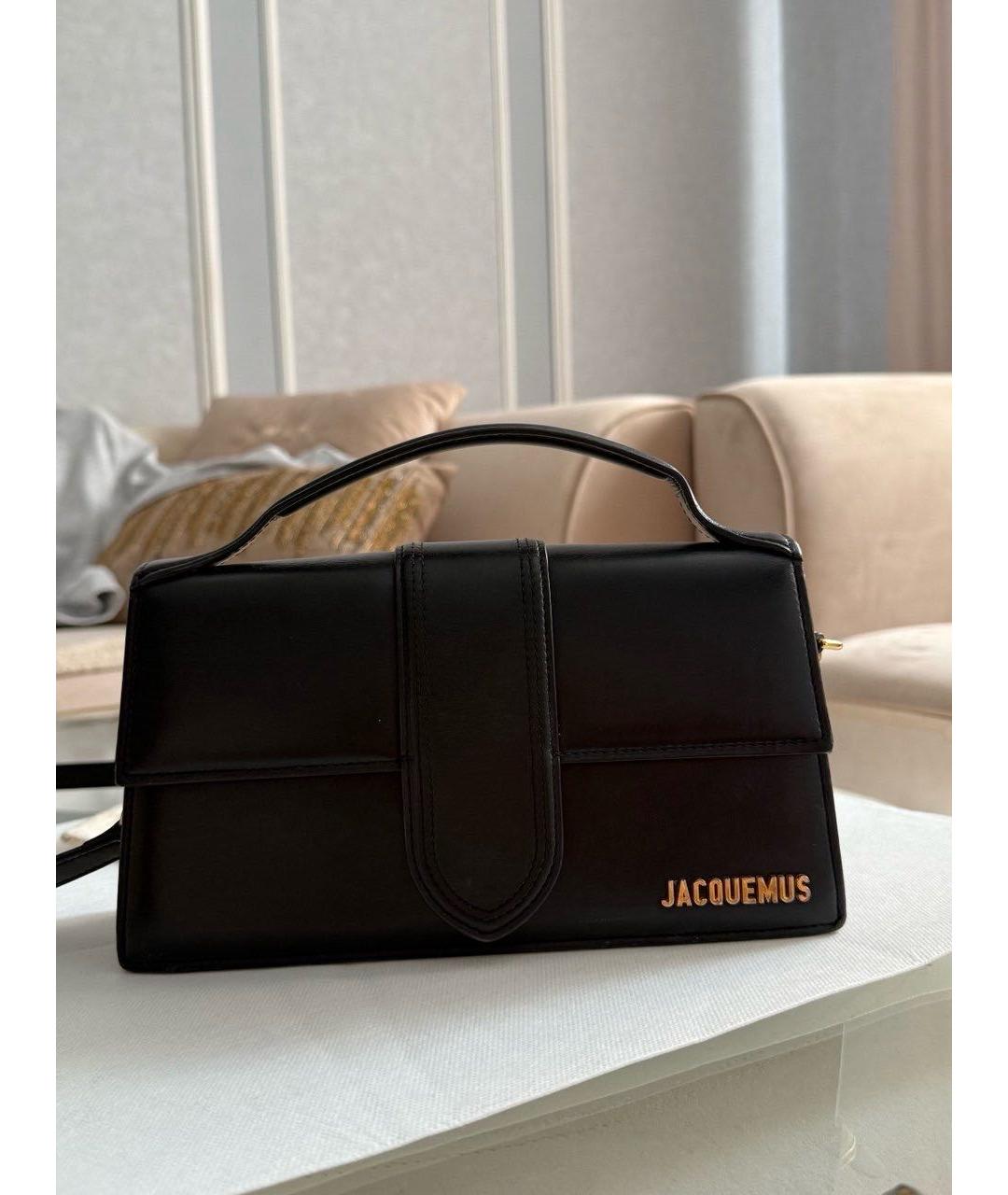 JACQUEMUS Черная кожаная сумка с короткими ручками, фото 2