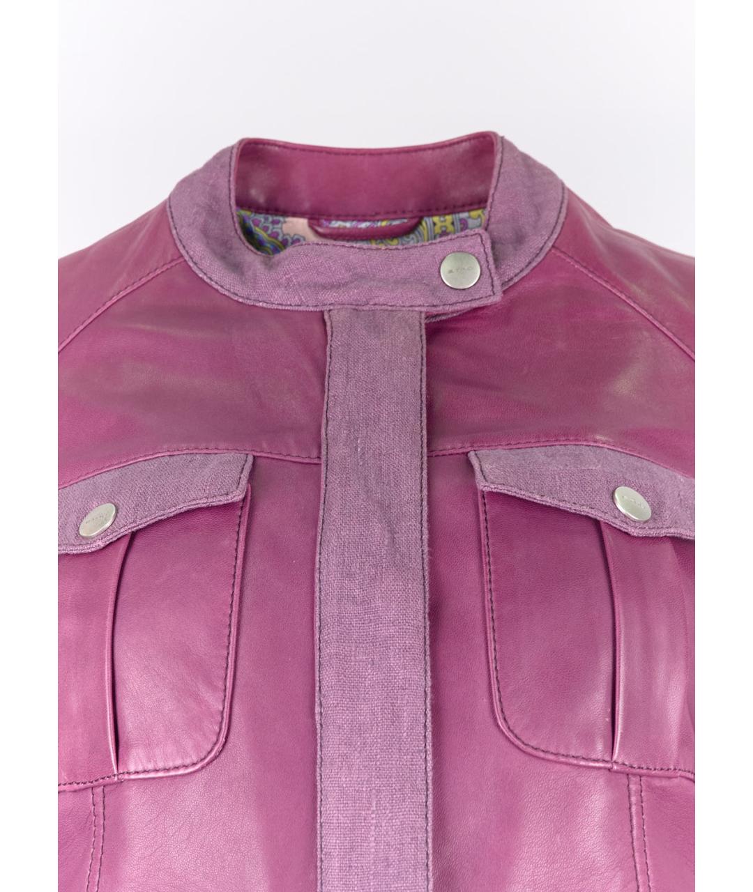 ETRO Фиолетовая кожаная куртка, фото 4