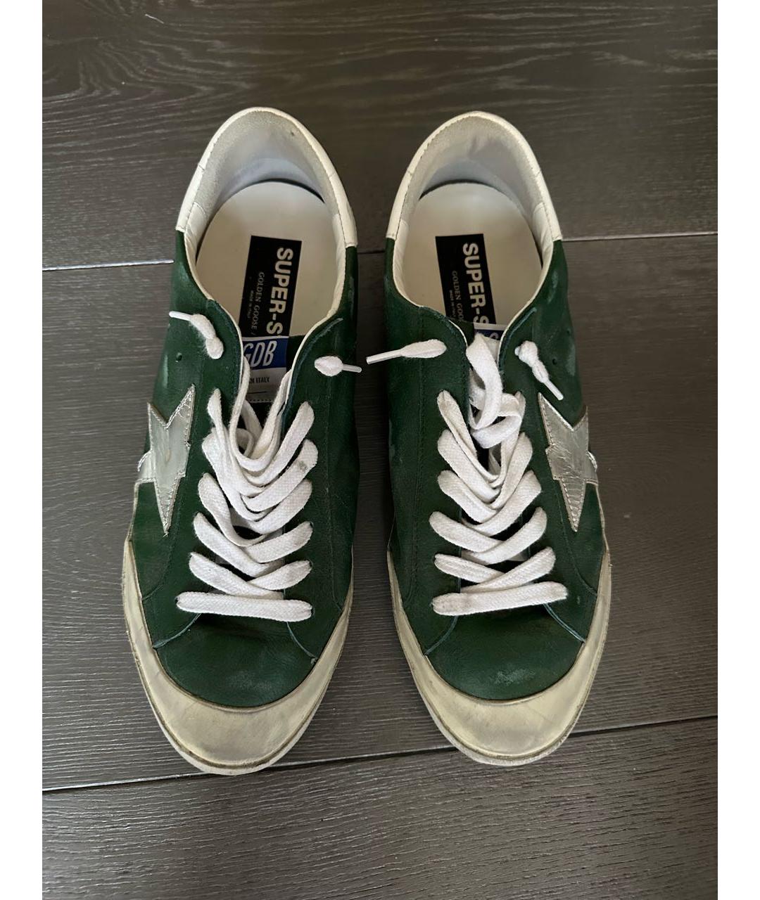 GOLDEN GOOSE DELUXE BRAND Зеленые кожаные низкие кроссовки / кеды, фото 2