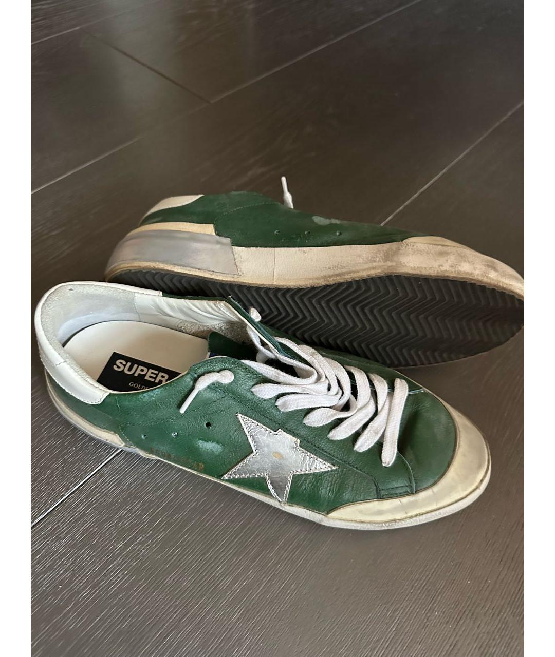 GOLDEN GOOSE DELUXE BRAND Зеленые кожаные низкие кроссовки / кеды, фото 5