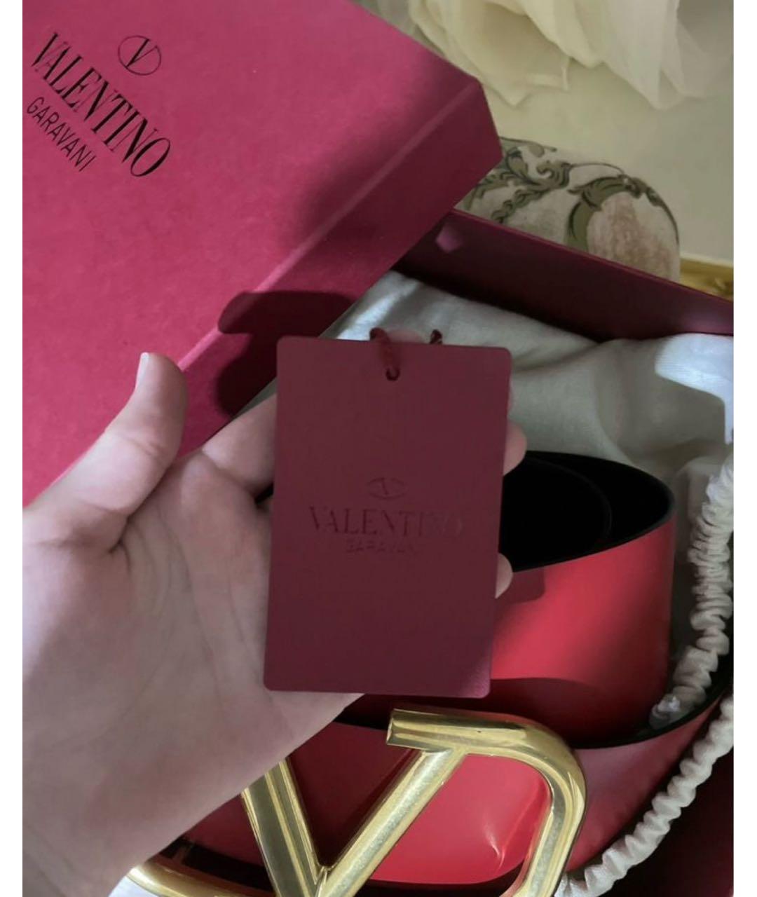 VALENTINO Красный кожаный ремень, фото 4
