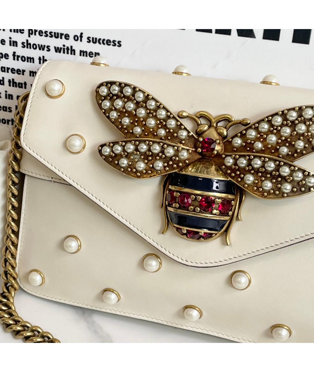 GUCCI Белая кожаная сумка через плечо, фото 2