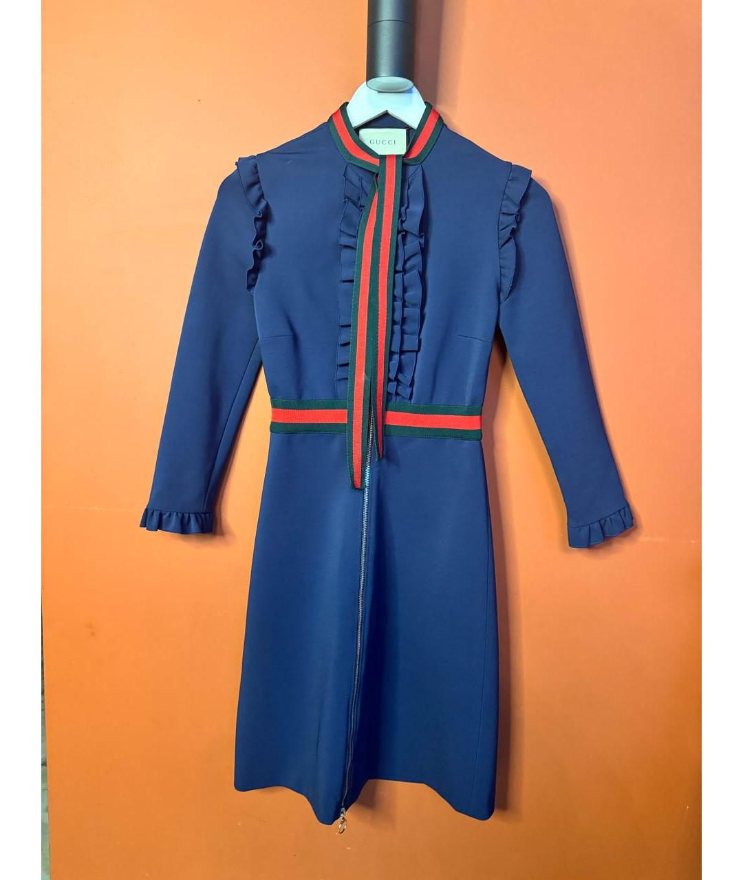GUCCI Темно-синее хлопковое повседневное платье, фото 2