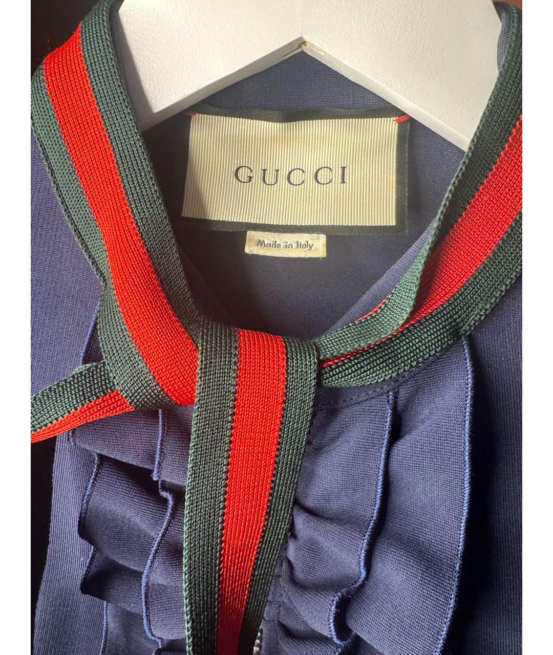 GUCCI Темно-синее хлопковое повседневное платье, фото 3