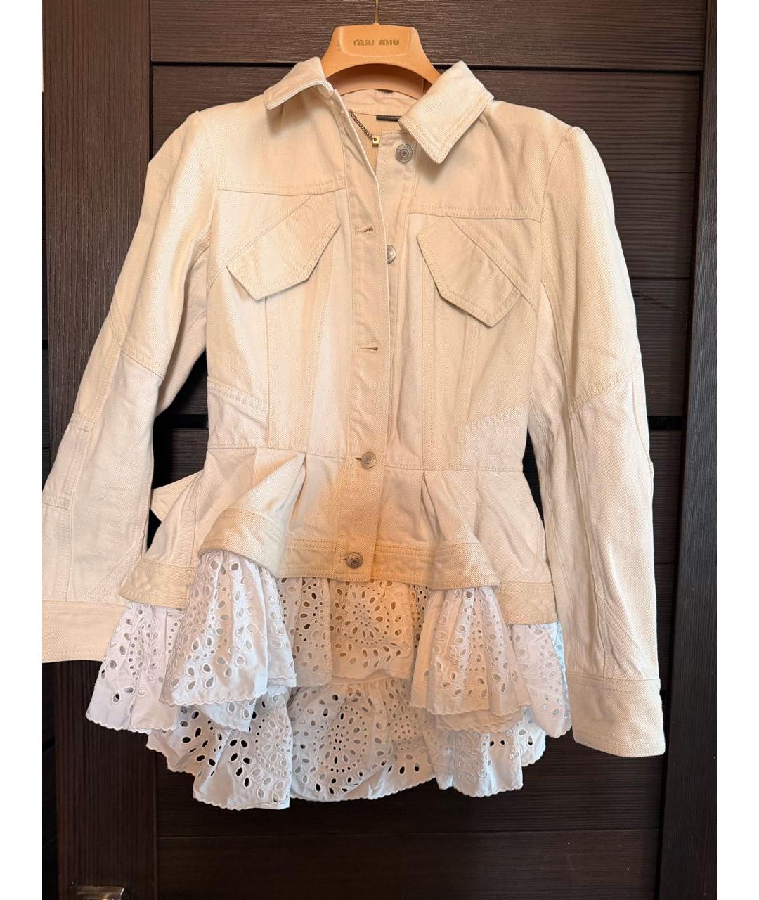 MCQ ALEXANDER MCQUEEN Бежевая деним куртка, фото 3