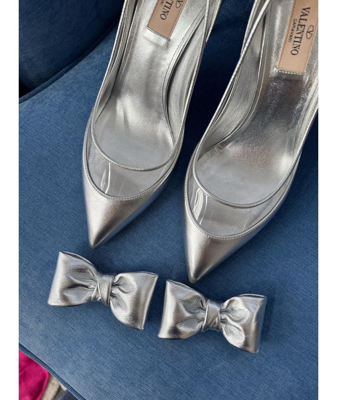 VALENTINO Серебряные кожаные туфли, фото 6