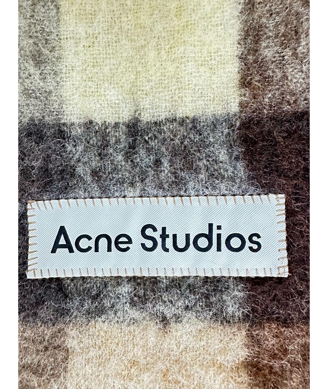 ACNE STUDIOS Коричневый шерстяной шарф, фото 3
