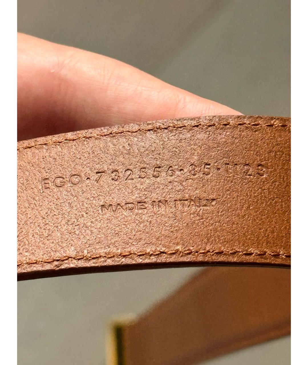 SAINT LAURENT Коричневый кожаный ремень, фото 3