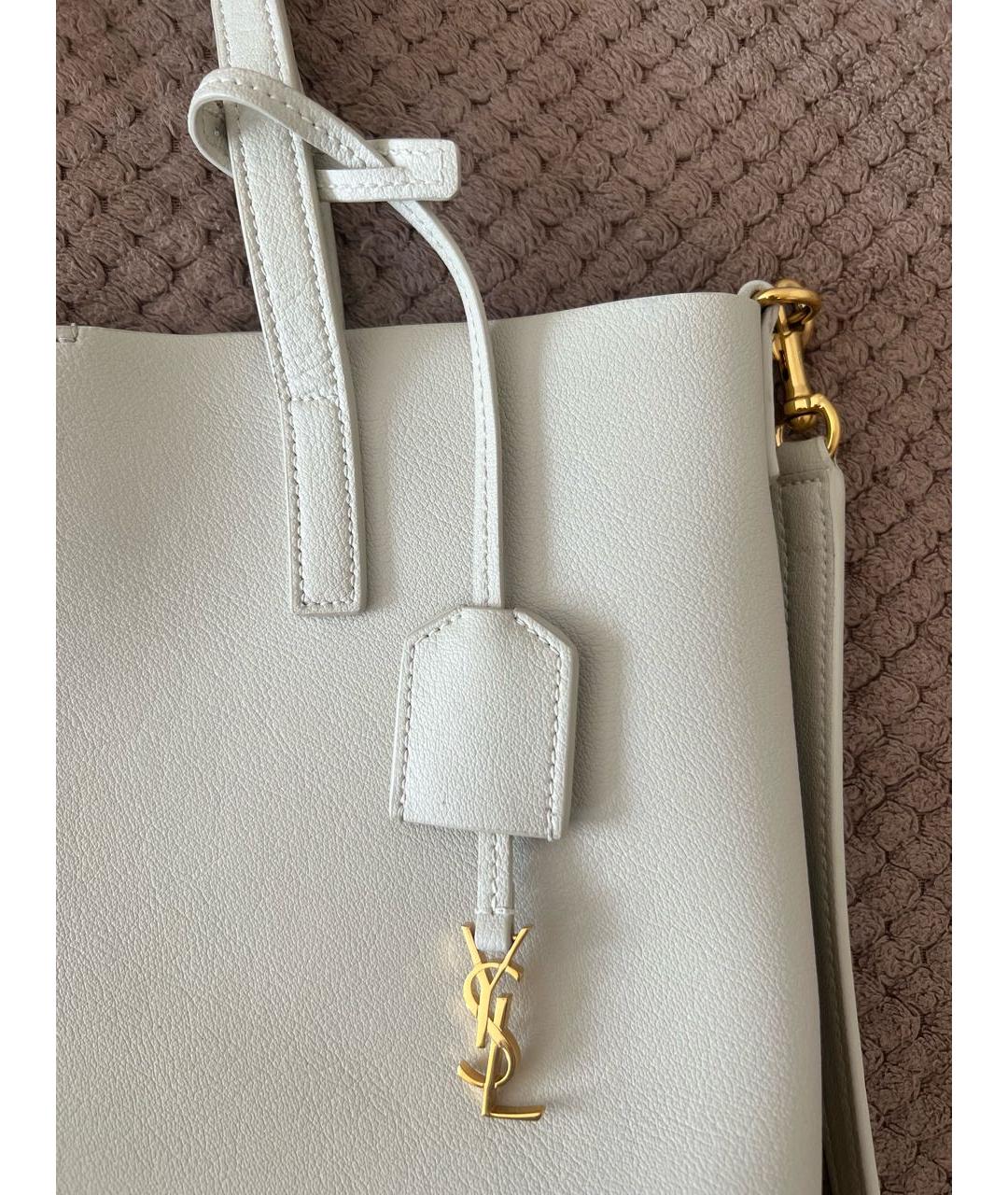 SAINT LAURENT Бежевая кожаная сумка тоут, фото 7