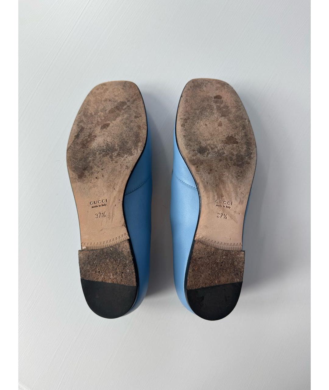 GUCCI Голубые кожаные лоферы, фото 7