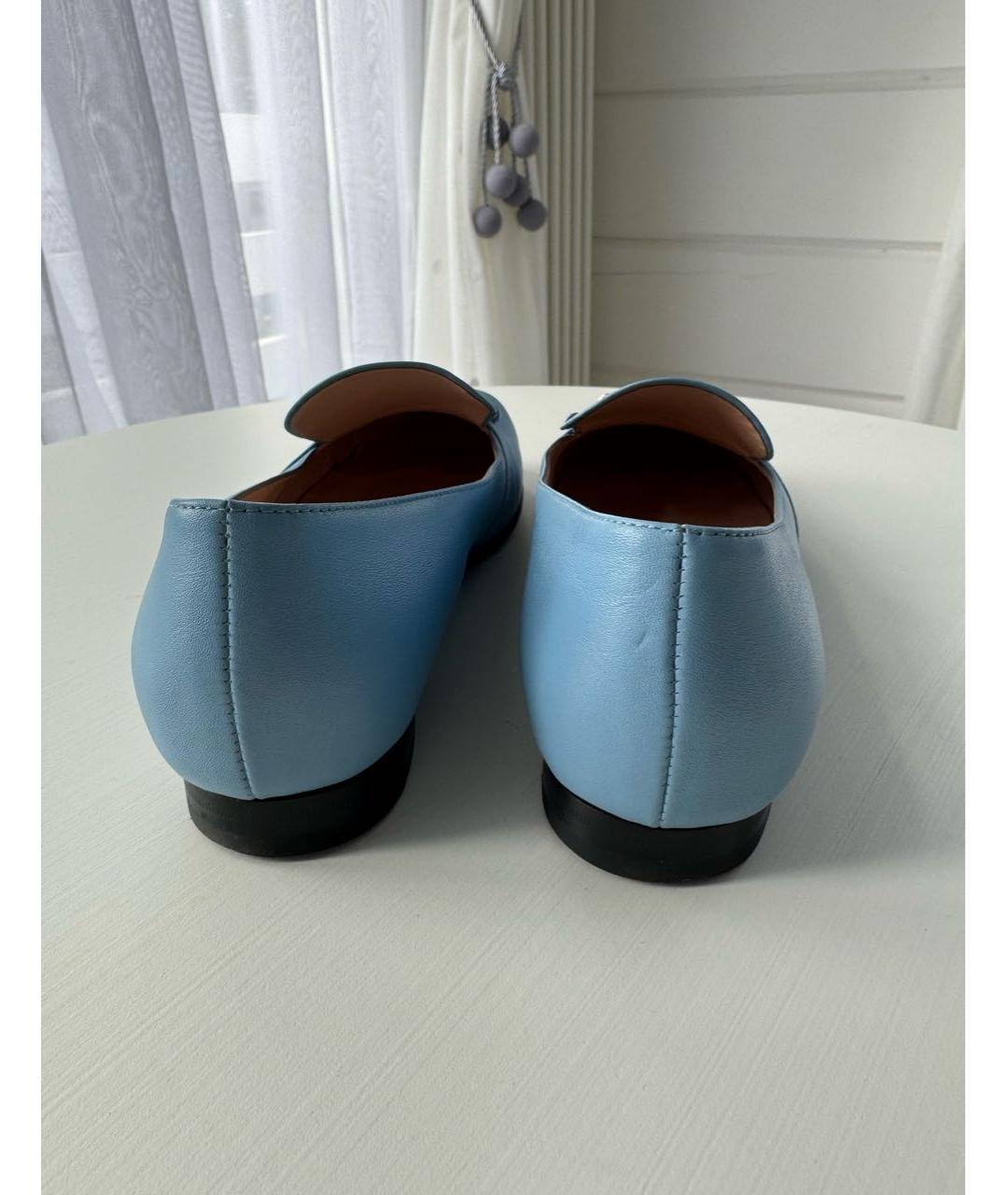 GUCCI Голубые кожаные лоферы, фото 4