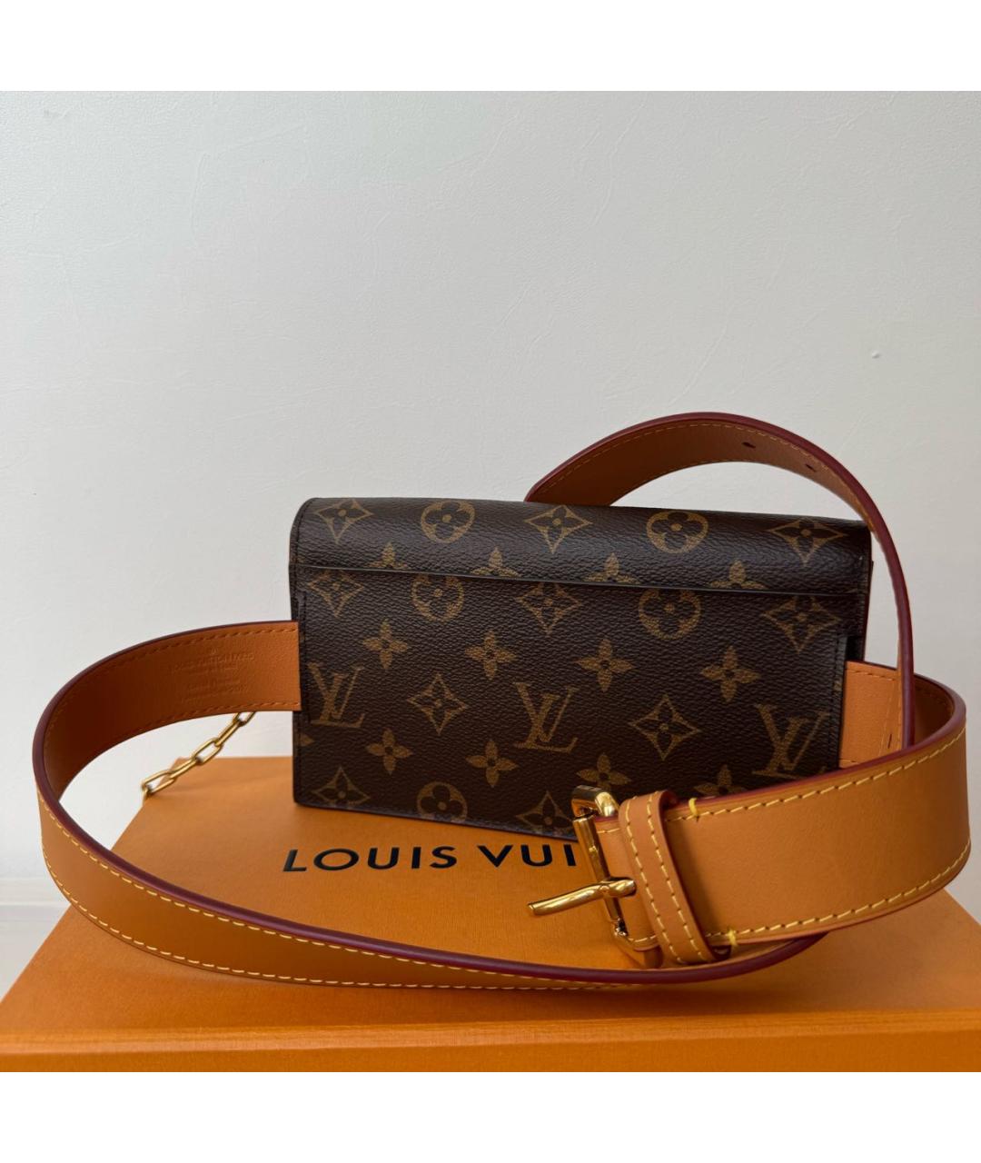 LOUIS VUITTON Коричневая кожаная поясная сумка, фото 6