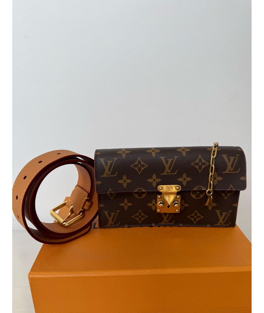 LOUIS VUITTON Коричневая кожаная поясная сумка, фото 9