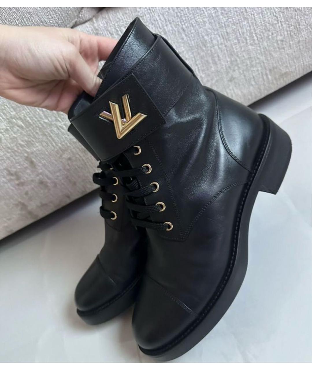 LOUIS VUITTON Черные кожаные ботинки, фото 3