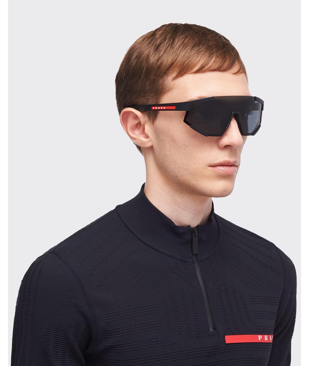 PRADA Черные пластиковые солнцезащитные очки, фото 5