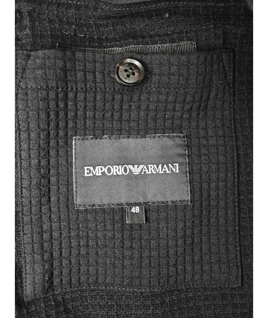 EMPORIO ARMANI Черный хлопковый пиджак, фото 6