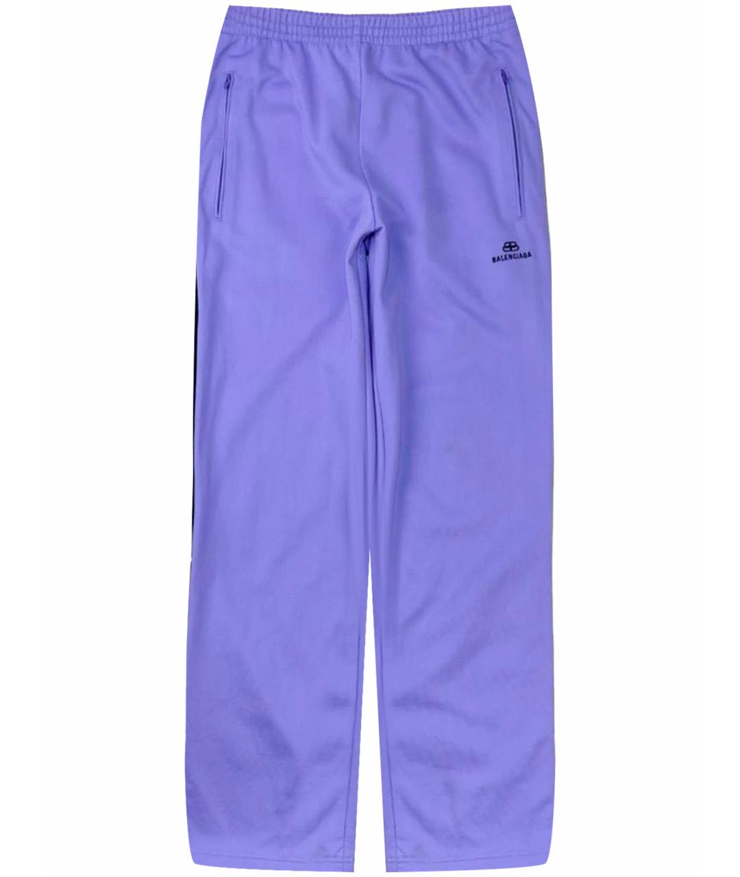 BALENCIAGA Фиолетовые хлопковые повседневные брюки, фото 1