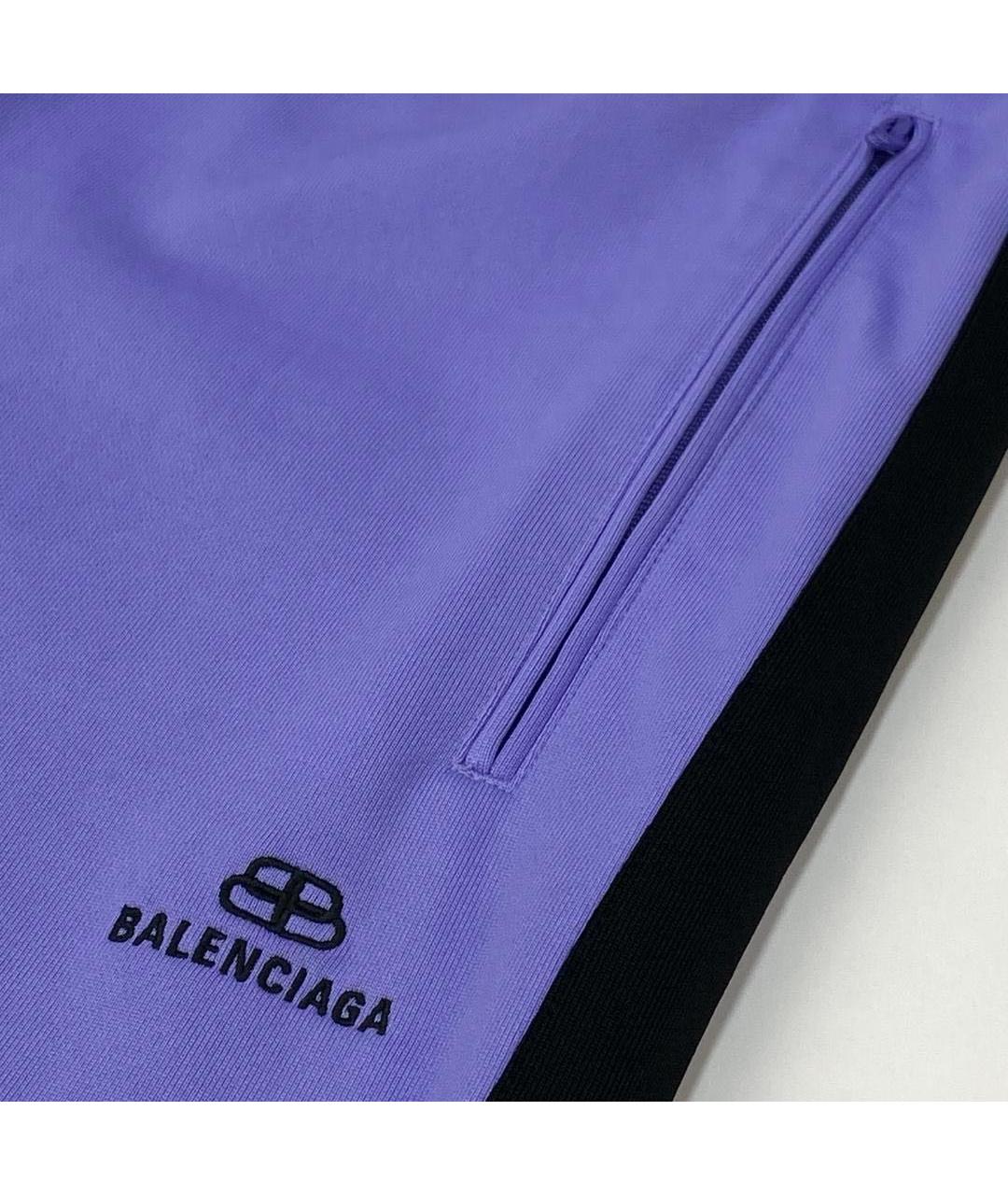 BALENCIAGA Фиолетовые хлопковые прямые брюки, фото 6