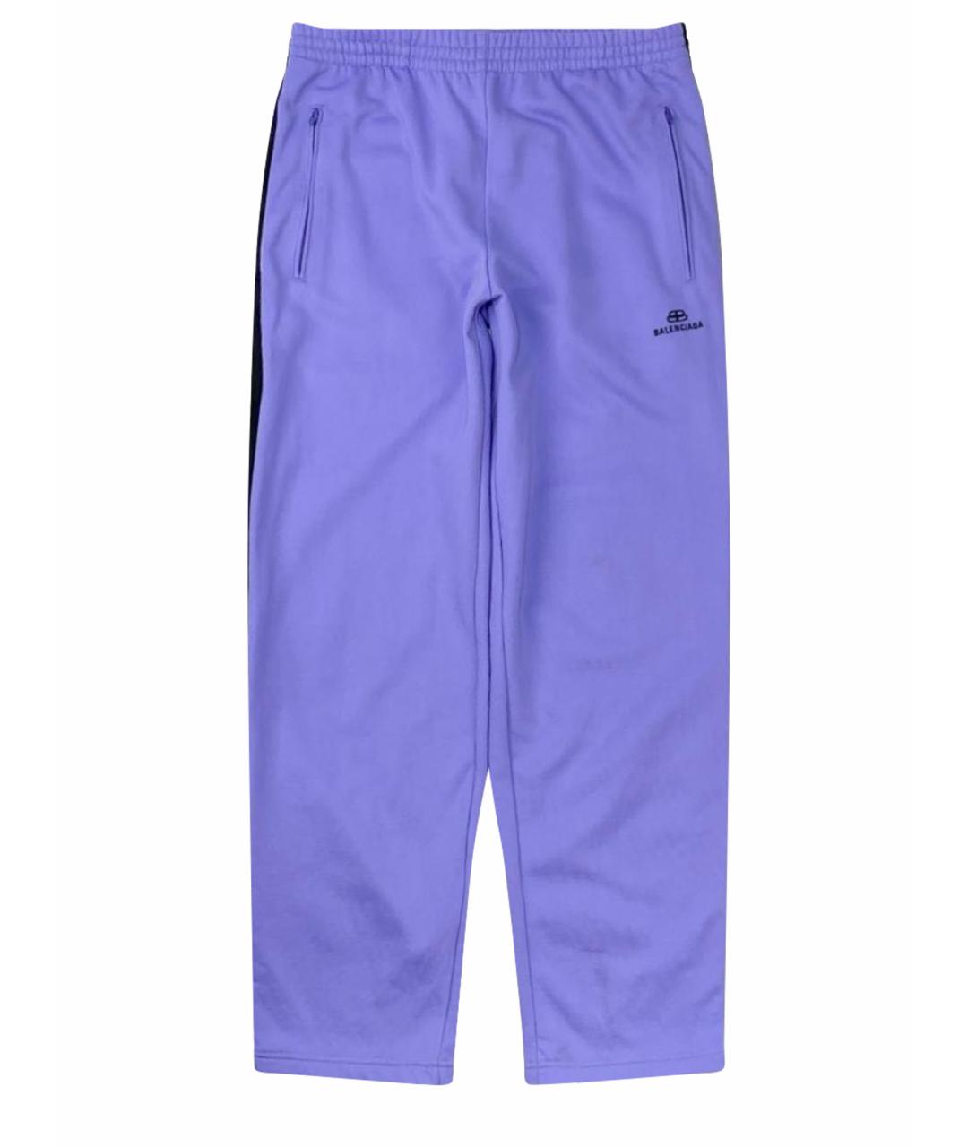 BALENCIAGA Фиолетовые хлопковые прямые брюки, фото 1