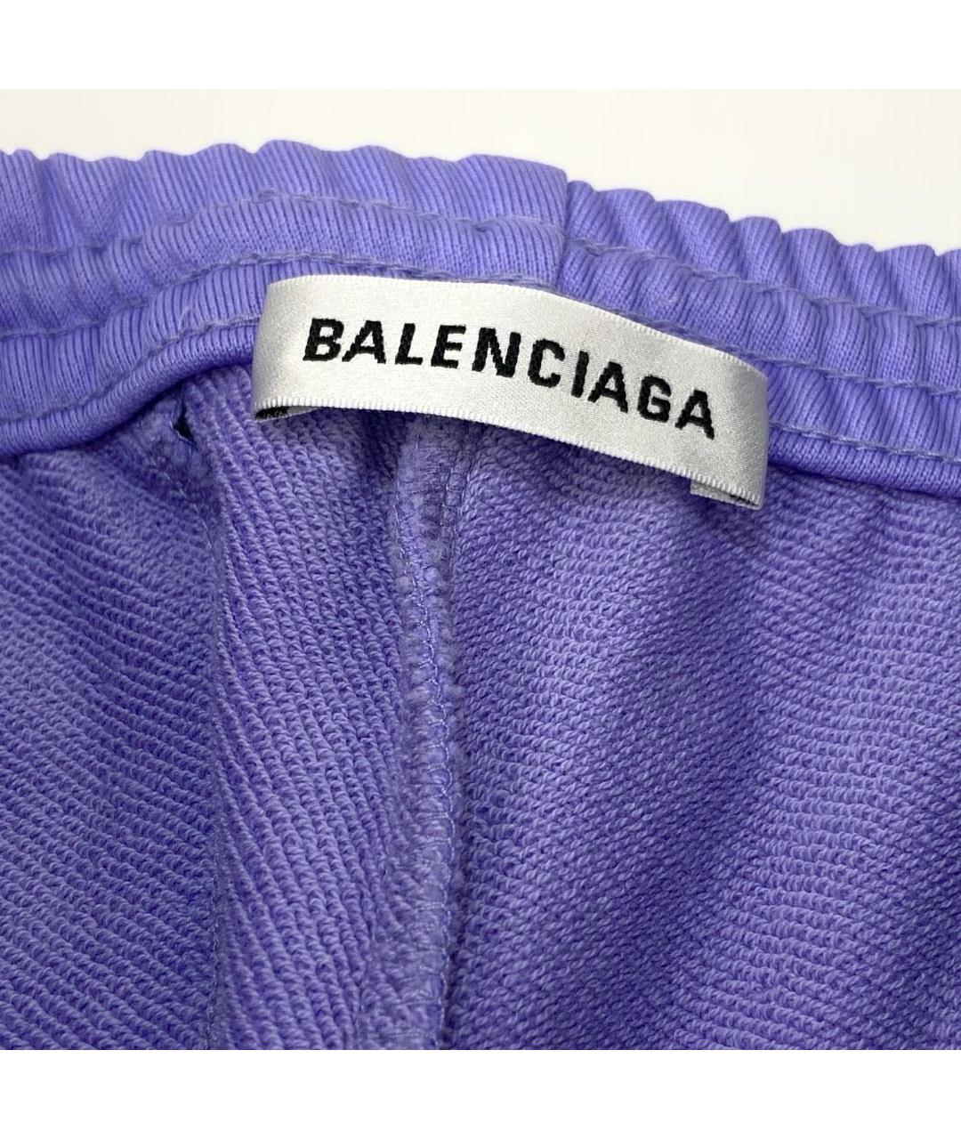 BALENCIAGA Фиолетовые хлопковые прямые брюки, фото 3