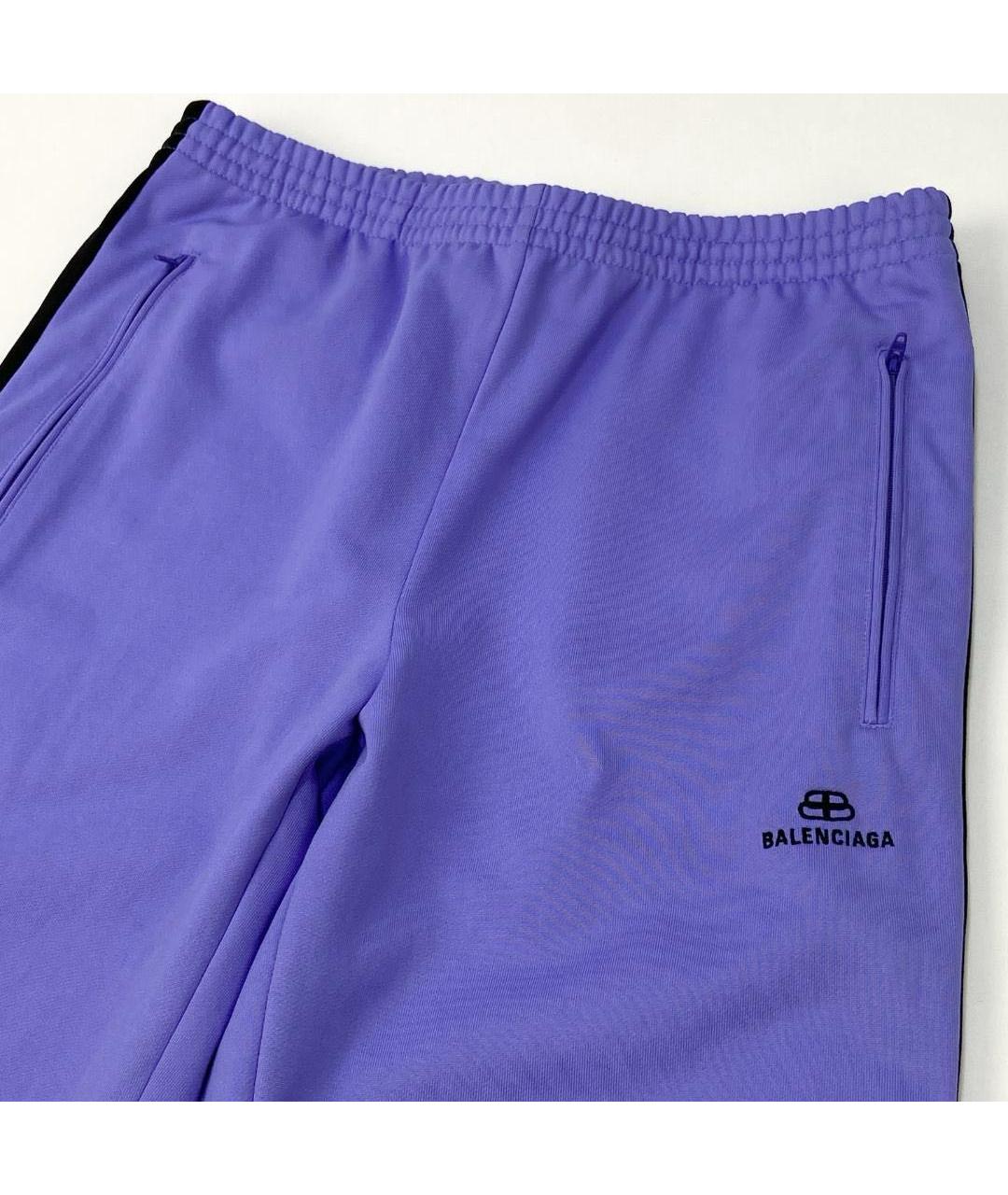 BALENCIAGA Фиолетовые хлопковые прямые брюки, фото 5