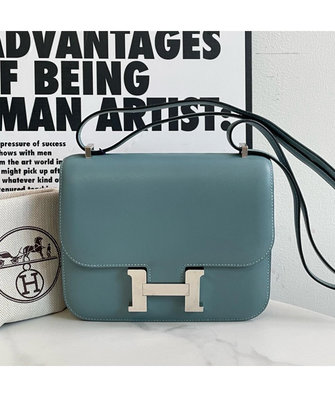 HERMES Голубая кожаная сумка через плечо, фото 8