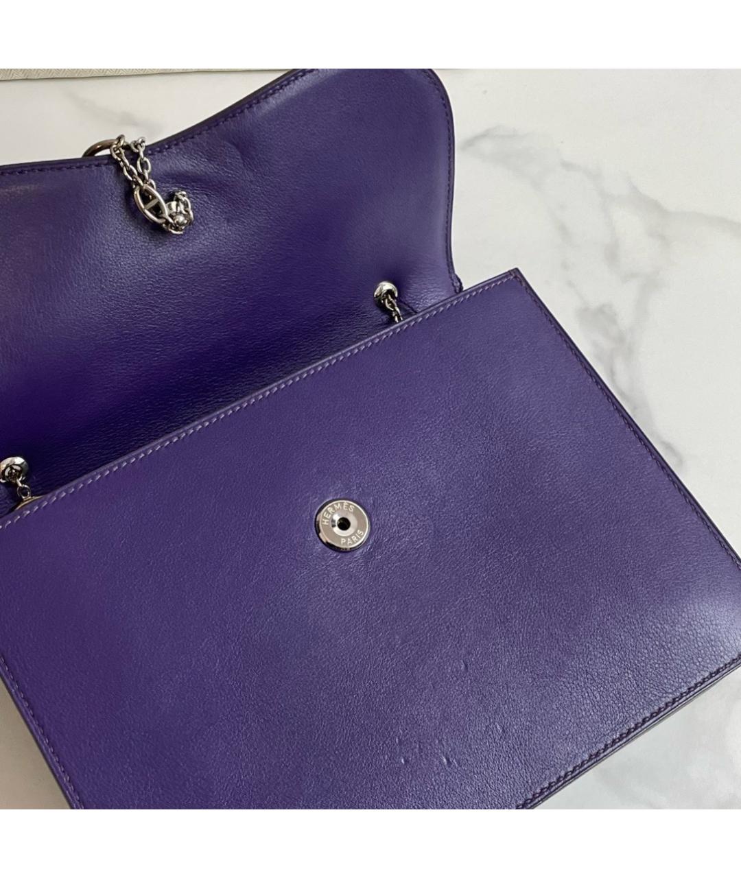 HERMES Фиолетовая кожаная сумка через плечо, фото 5