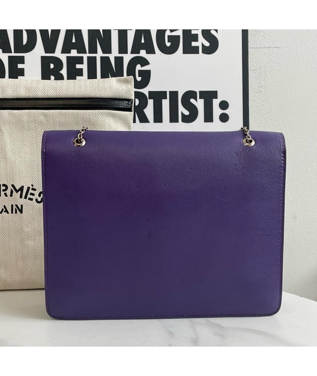 HERMES Фиолетовая кожаная сумка через плечо, фото 2