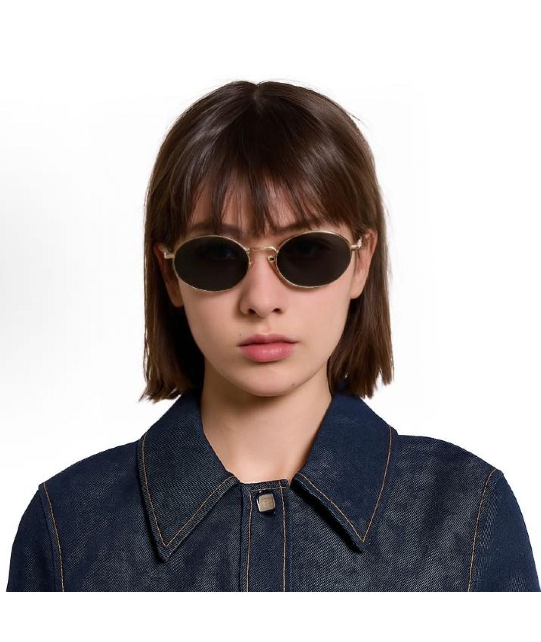 PRADA Золотые металлические солнцезащитные очки, фото 4