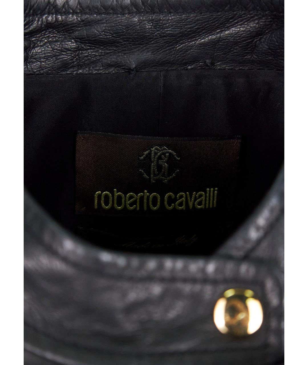 ROBERTO CAVALLI Черная кожаная куртка, фото 3