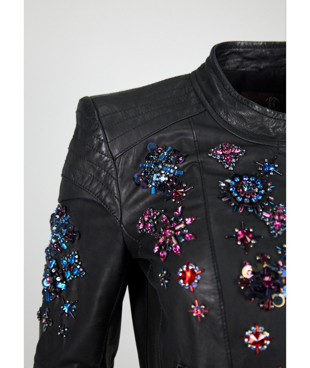 ROBERTO CAVALLI Черная кожаная куртка, фото 5