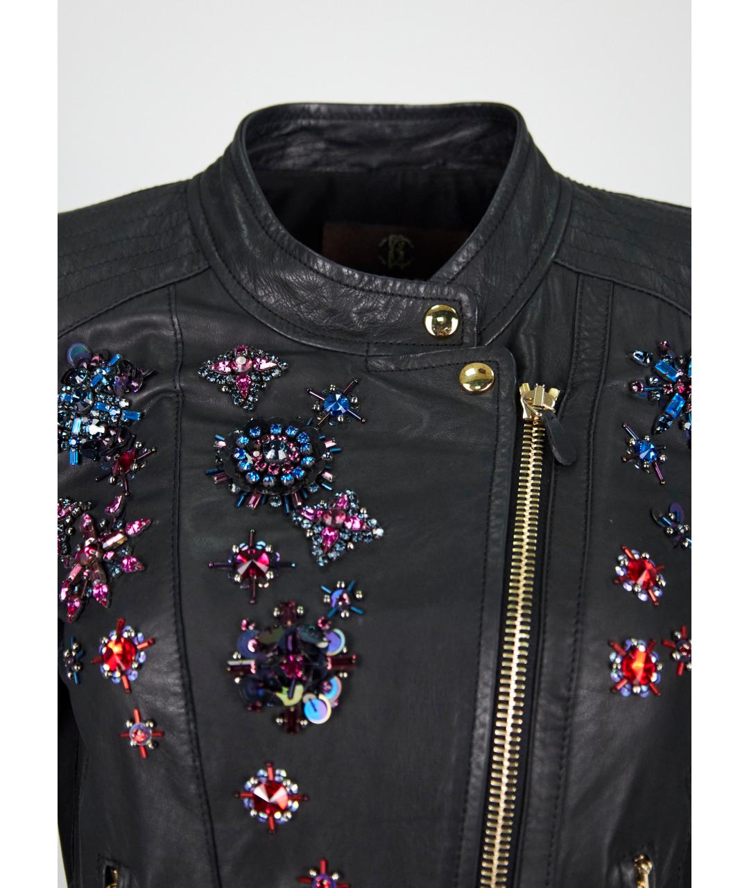 ROBERTO CAVALLI Черная кожаная куртка, фото 4