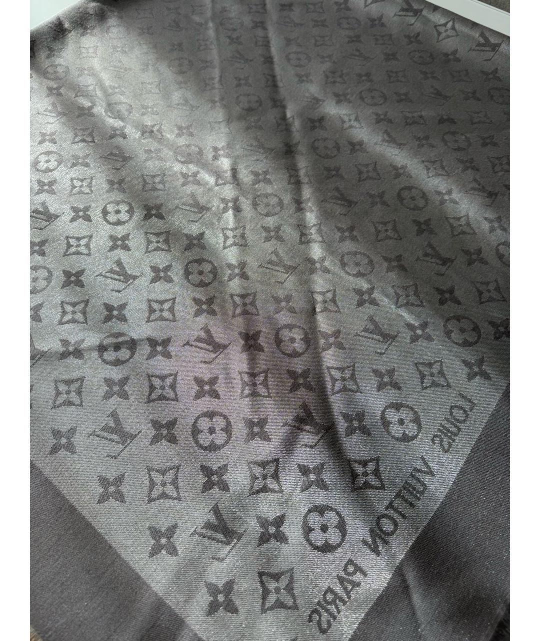 LOUIS VUITTON Антрацитовый платок, фото 4
