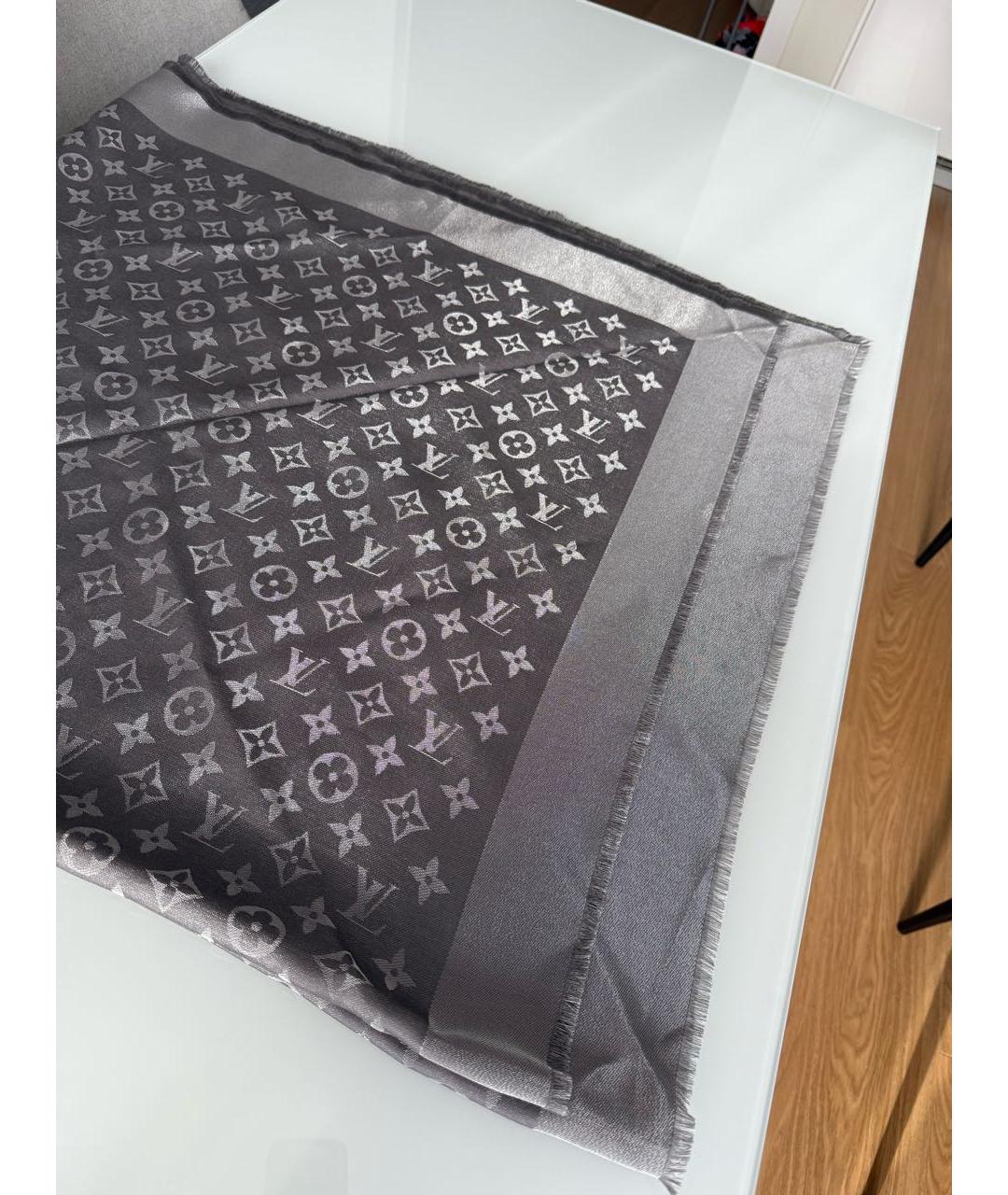 LOUIS VUITTON Антрацитовый платок, фото 2