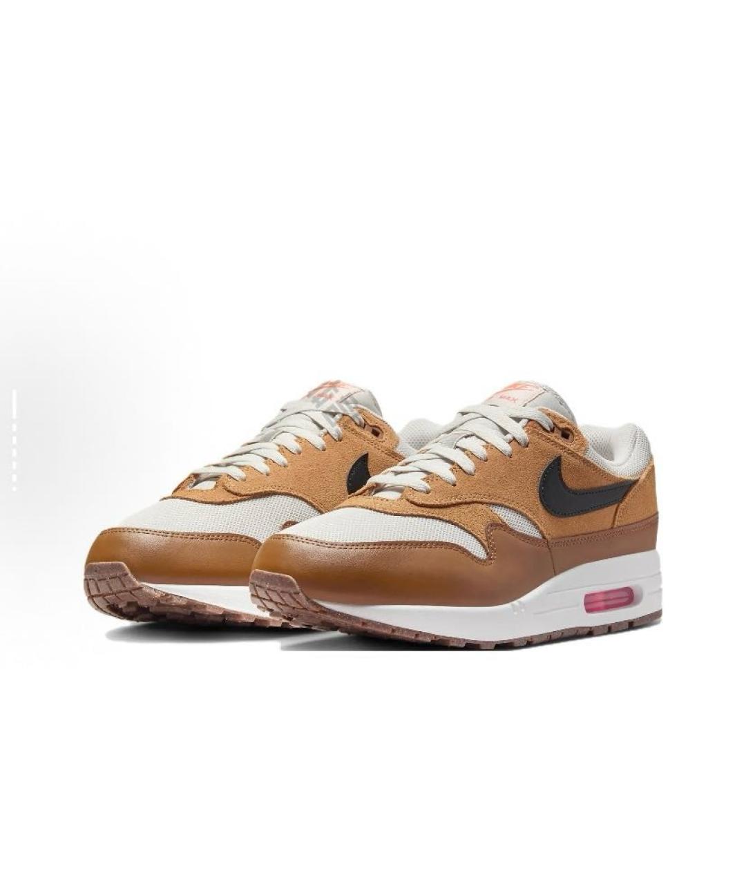 NIKE Коричневые кожаные низкие кроссовки / кеды, фото 3