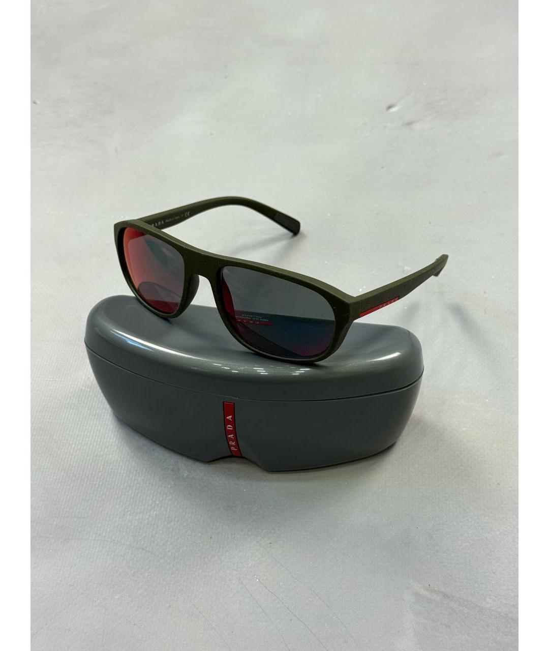 PRADA Хаки пластиковые солнцезащитные очки, фото 2