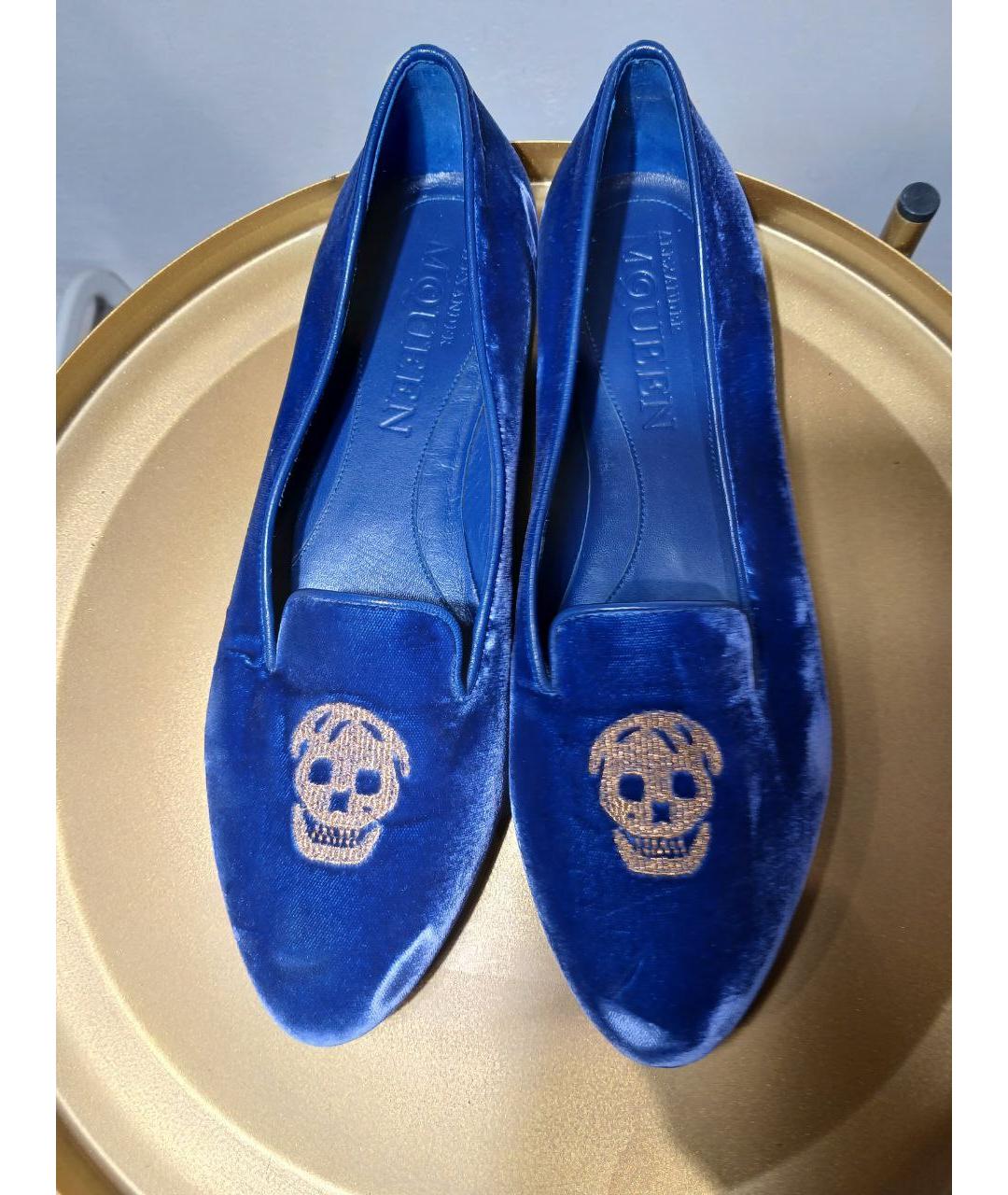 ALEXANDER MCQUEEN Синие текстильные лоферы, фото 6