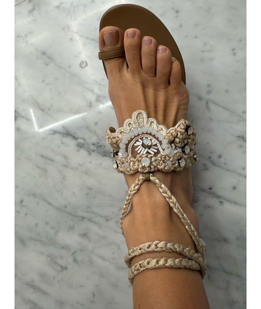 VALENTINO Бежевые кожаные сандалии, фото 3