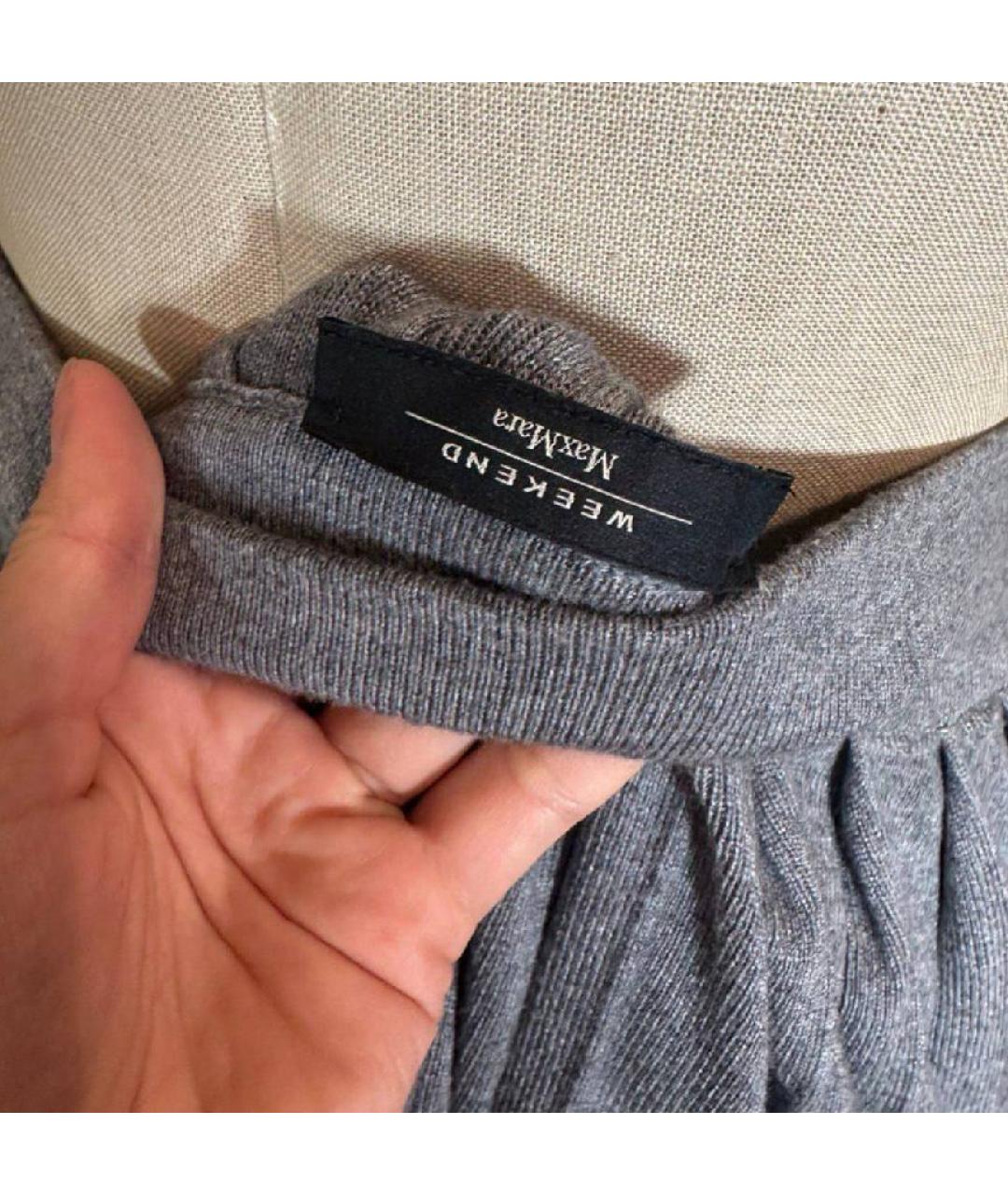 WEEKEND MAX MARA Серая шерстяная юбка миди, фото 3