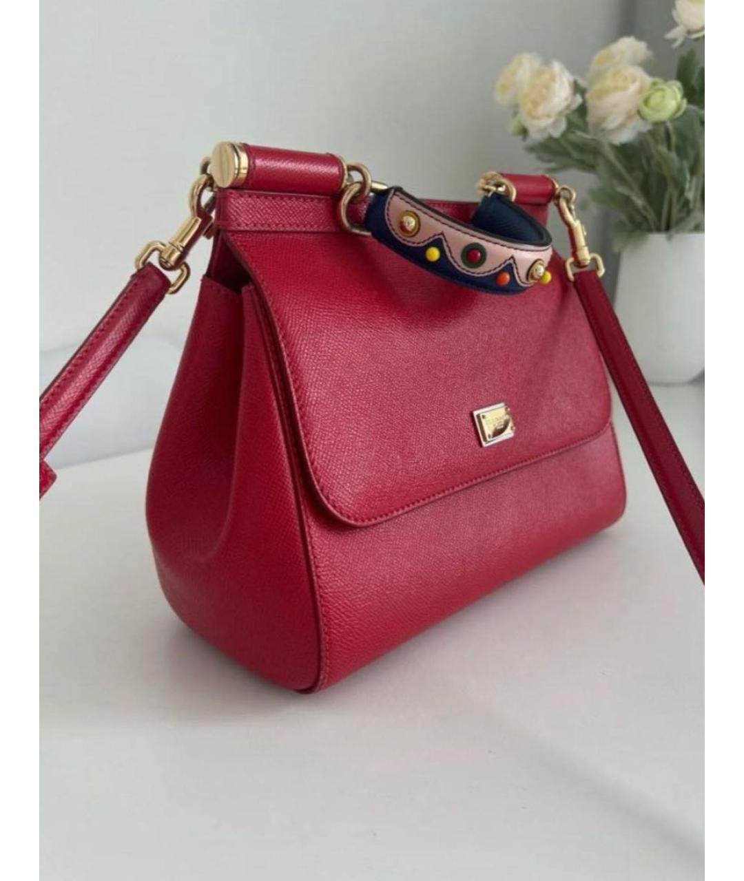 DOLCE&GABBANA Красная кожаная сумка с короткими ручками, фото 2