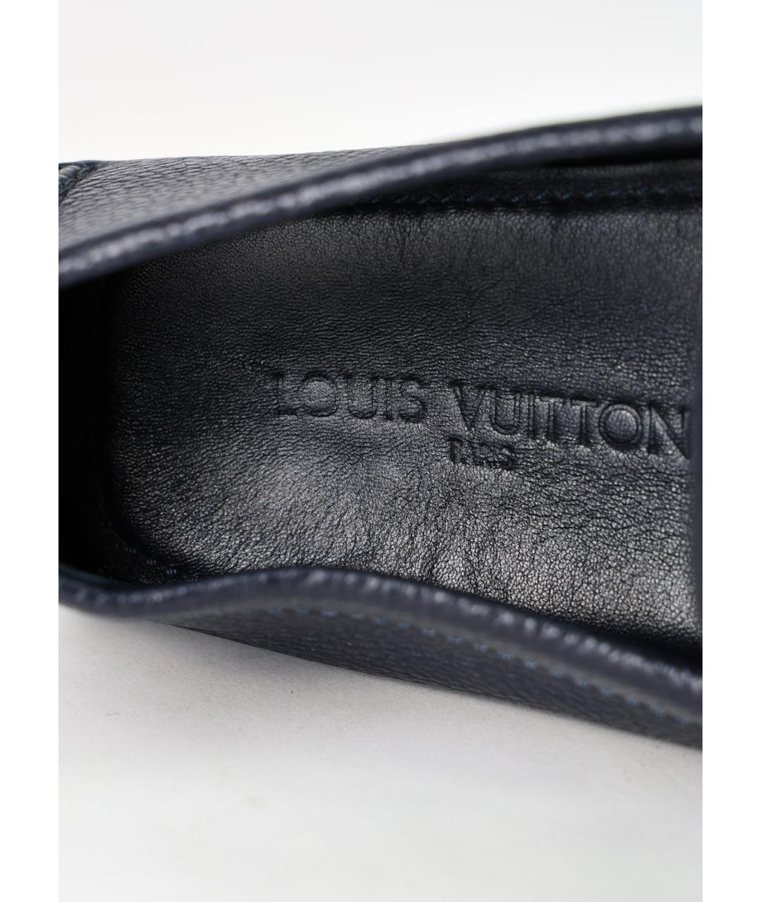 LOUIS VUITTON Темно-синие кожаные мокасины, фото 3