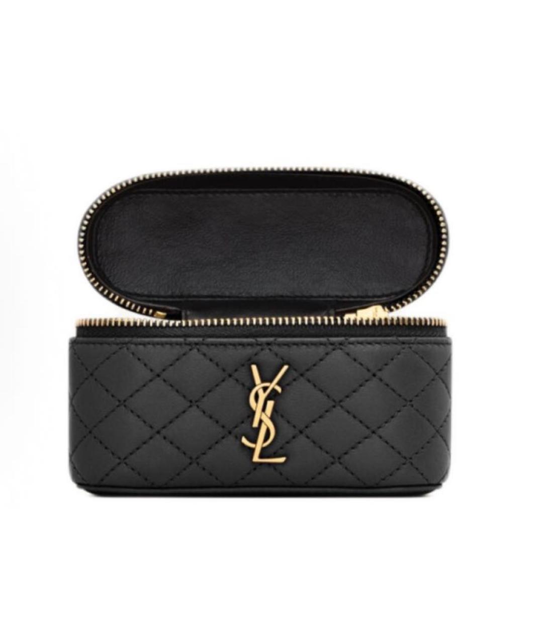 SAINT LAURENT Черная кожаная сумка с короткими ручками, фото 2