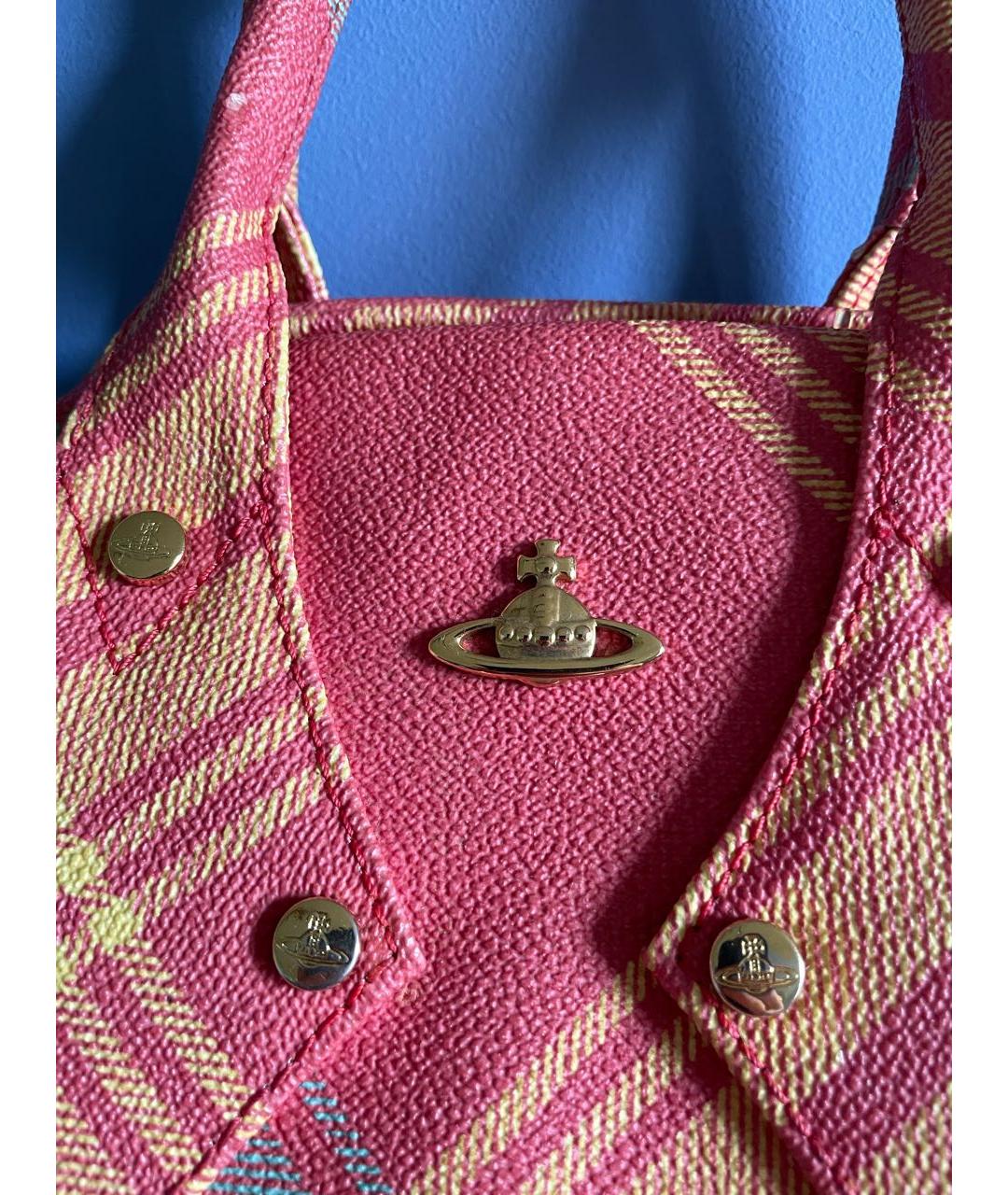 VIVIENNE WESTWOOD Коралловая кожаная сумка с короткими ручками, фото 2