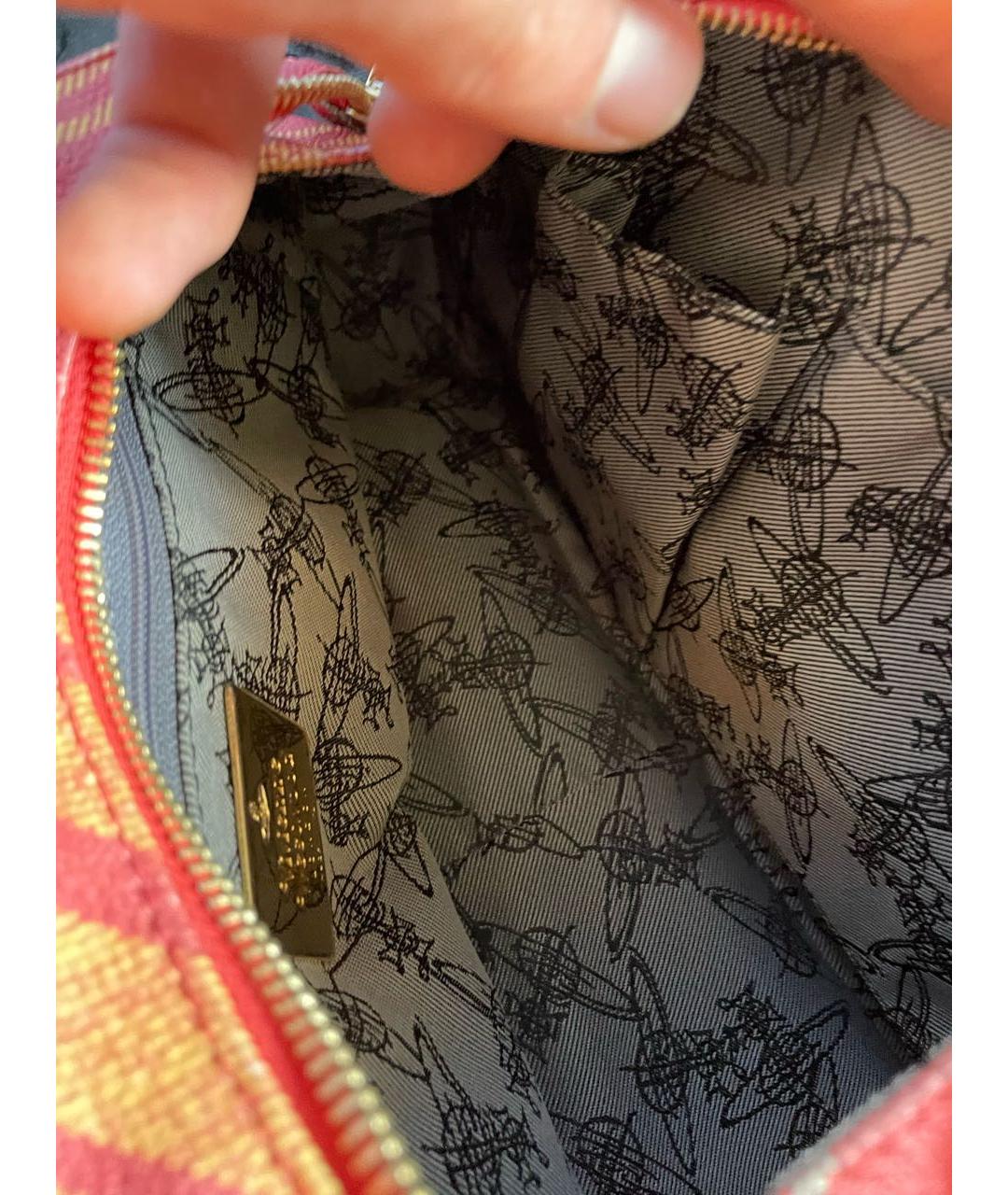 VIVIENNE WESTWOOD Коралловая кожаная сумка с короткими ручками, фото 4
