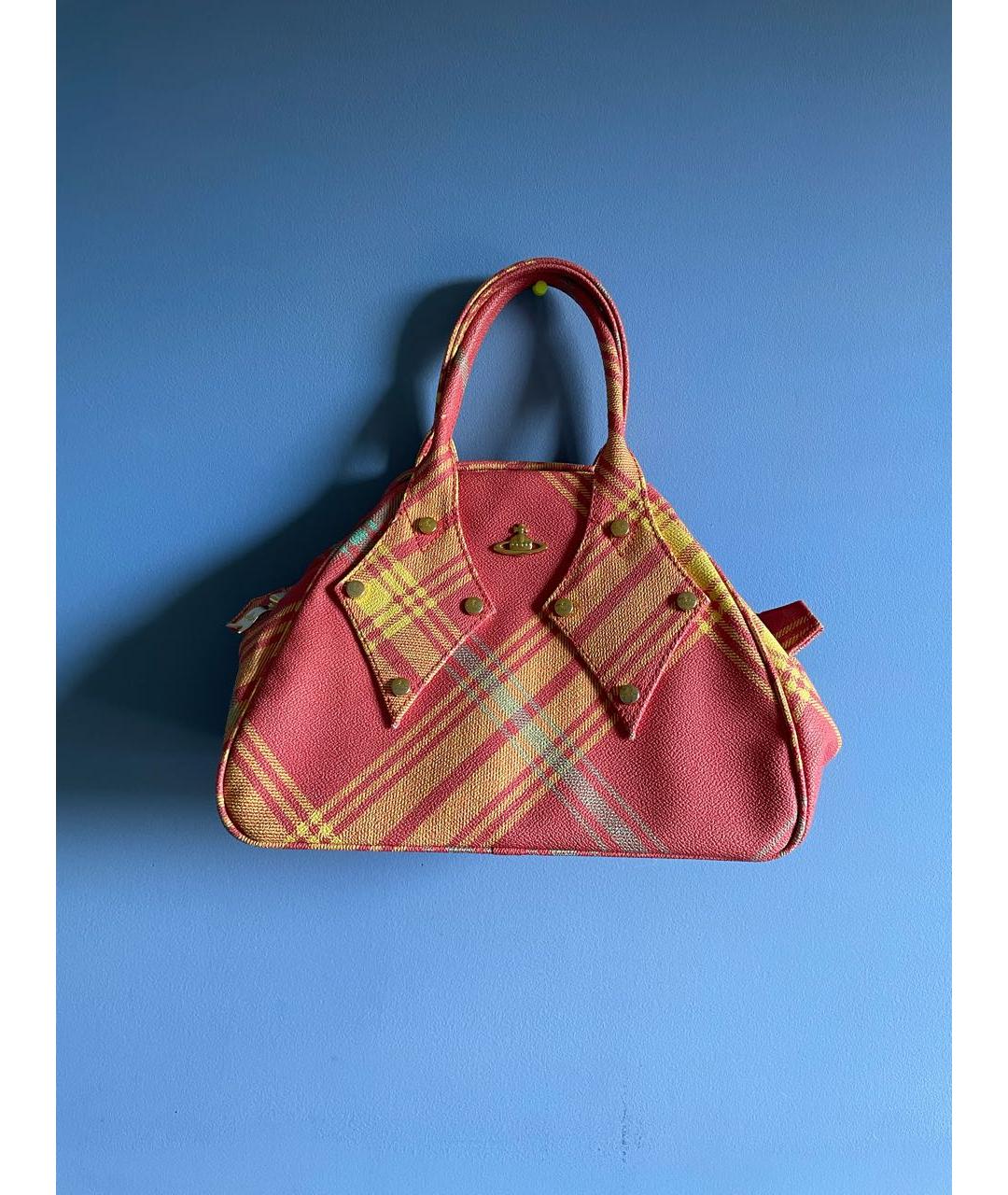 VIVIENNE WESTWOOD Коралловая кожаная сумка с короткими ручками, фото 9