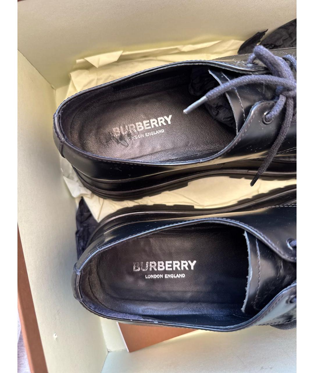 BURBERRY Черные кожаные брогги и оксфорды, фото 6